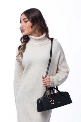 Sac à main en croûte de cuir Nava - Noir