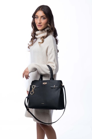 Sac à main en croûte de cuir Vanda - Noir