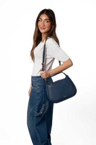 Sac à main en cuir Ziani - Bleu marine