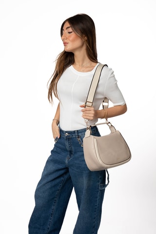 Sac à main en cuir Ziani - Beige