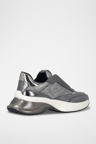 Zapatillas de piel de cuña - Gris