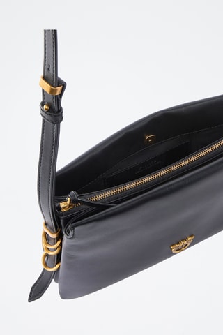 Bandolera de piel Triplet Vitello Morbido Mini - Negro