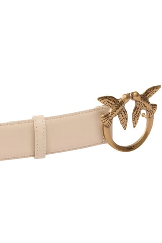 Cinturón de piel Love Berry - Beige y dorado