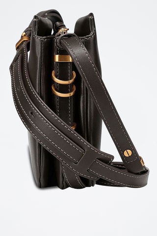 Bandolera de piel Triplet Vitello Morbido Mini - Gris oscuro