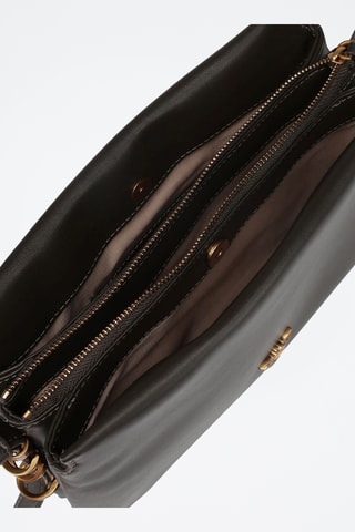 Bandolera de piel Triplet Vitello Morbido Mini - Gris oscuro