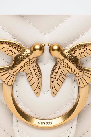 Bandolera de piel Love One Mini - Blanco y dorado