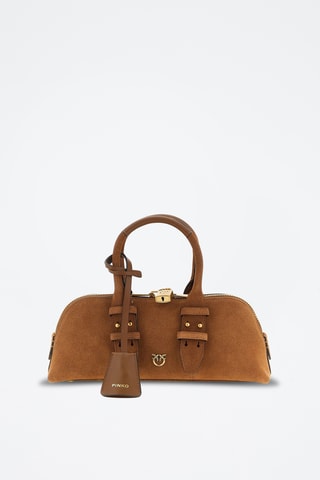 Bolso bowling de piel - Marrón