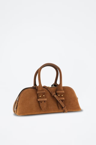 Bolso bowling de piel - Marrón