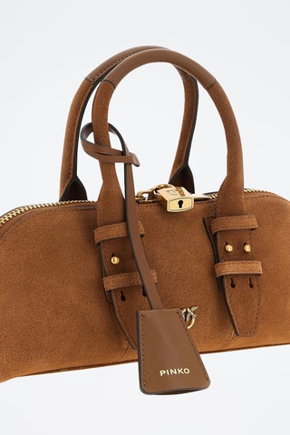 Bolso bowling de piel - Marrón