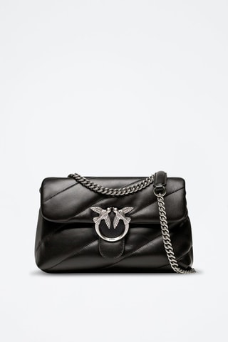 Bandolera de piel Love Puff - Negro y plateado - Negro