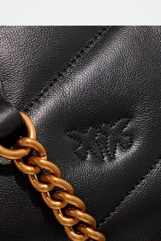 Bandolera de piel Love Puff - Negro y dorado - Negro