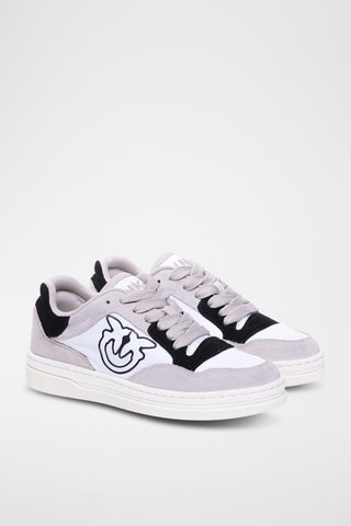 Zapatillas de piel Mandy - Blanco y gris - Blanco