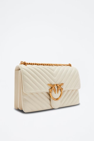 Bandolera de piel caprina napa Love One Classic - Crudo - Blanco