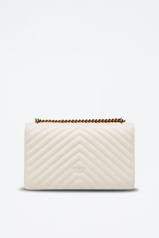 Bandolera de piel caprina napa Love One Classic - Crudo - Blanco