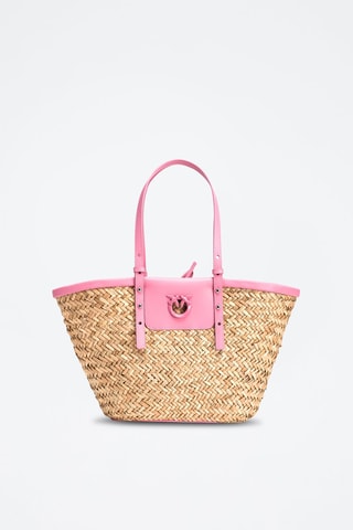 Bolso shopper de piel Love Summer - Rosa