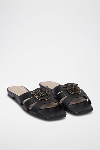 Sandalias de piel Marli - Negro - Negro y dorado
