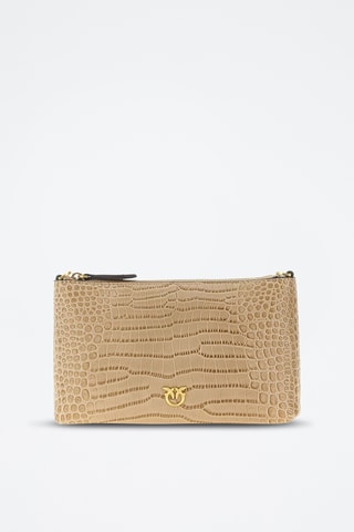 Bandolera de piel Flat Mini - Beige