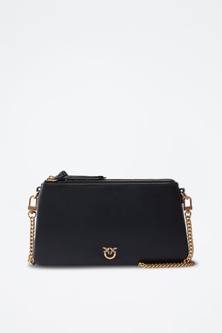 Bandolera de piel Double Mini - Negro