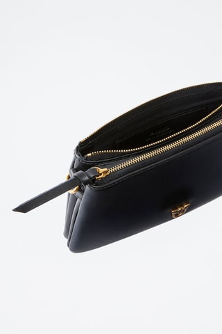 Bandolera de piel Double Mini - Negro