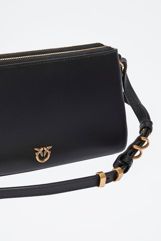 Bandolera de piel Double Mini - Negro