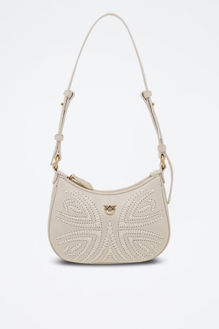 Bandolera de piel ovina Half Moon Baby - Dorado y blanco