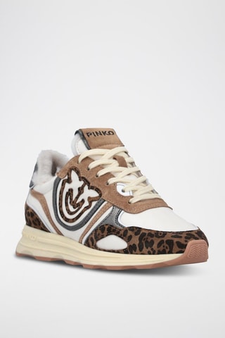 Zapatillas forradas de piel Zoe 01 - Blanco y marrón claro - Blanco y marrón