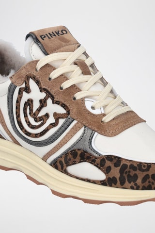 Zapatillas forradas de piel Zoe 01 - Blanco y marrón claro - Blanco y marrón