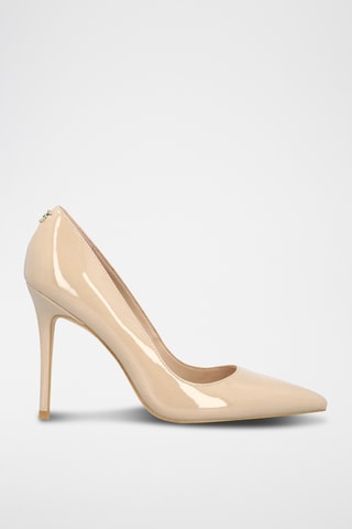 Zapatos con brillo de tacón - Beige y dorado