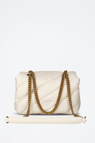 Bandolera de piel ovina Love Puff Mini - Blanco