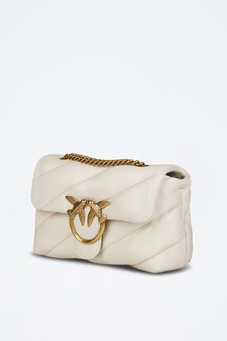 Bandolera de piel ovina Love Puff Mini - Blanco