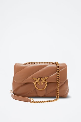 Bandolera de piel Love Puff - Camel - Dorado