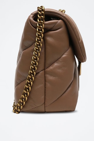 Bandolera de piel Love Puff - Camel - Dorado