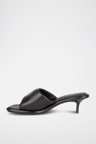 Sandalias de piel caprina de tacón - Negro - Negro