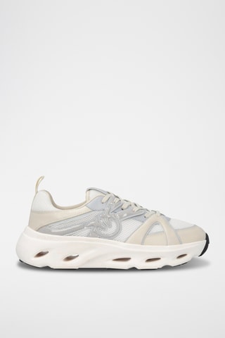 Zapatillas de piel con plataforma - Blanco y plateado