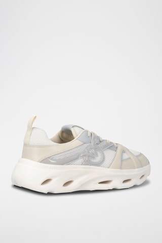 Zapatillas de piel con plataforma - Blanco y plateado