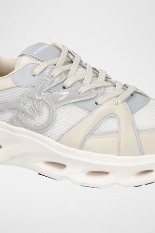 Zapatillas de piel con plataforma - Blanco y plateado