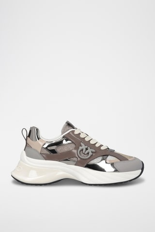 Zapatillas de piel con plataforma - Gris