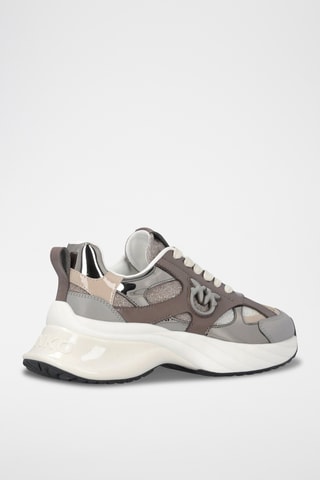 Zapatillas de piel con plataforma - Gris