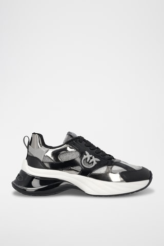 Zapatillas de piel con plataforma - Negro