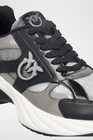 Zapatillas de piel con plataforma - Negro