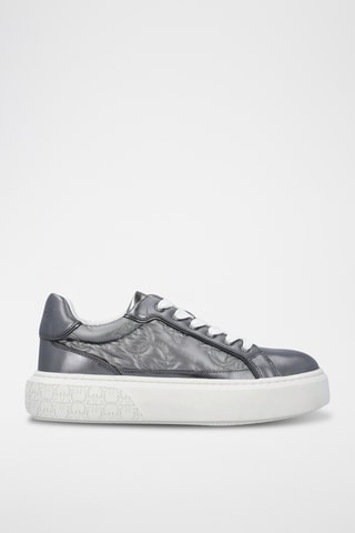Zapatillas de piel con plataforma - Gris