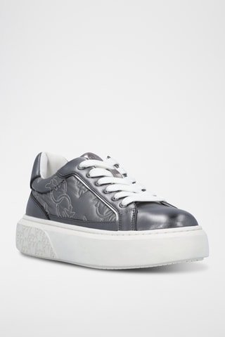 Zapatillas de piel con plataforma - Gris