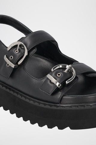 Sandalias de piel con plataforma - Negro