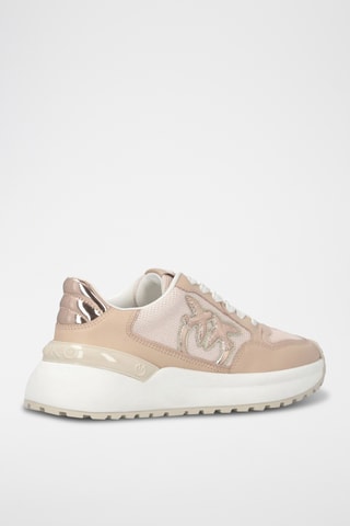 Zapatillas de piel de cuña - Rosa