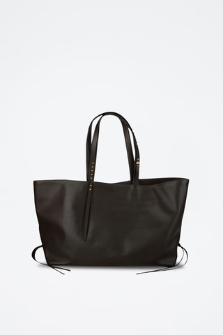 Bolso shopper de piel - Negro