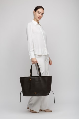 Bolso shopper de piel - Negro