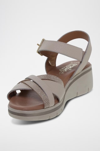 Sandales compensées en cuir - Beige