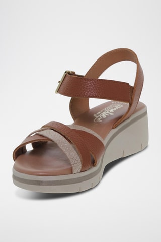 Sandales compensées en cuir - Marron