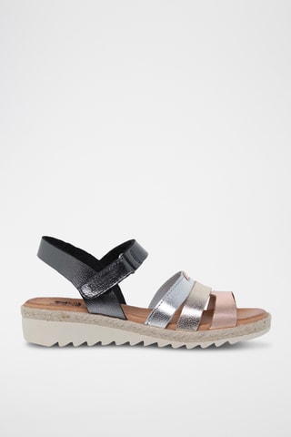 Sandales compensées en cuir - Argenté