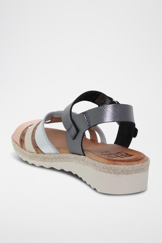 Sandales compensées en cuir - Argenté